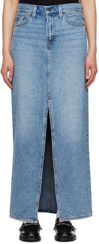 Levi's Jupe midi droite bleue en denim
