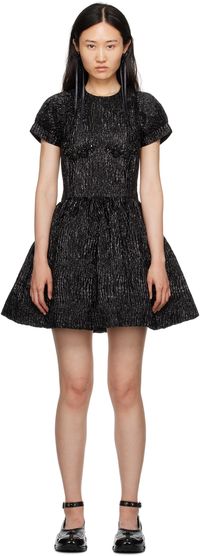 Simone Rocha Robe midi noire à ornements en verre taillé