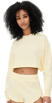 Good American Terry Cropped Crewneck Sweater Light Ray001 3XL
