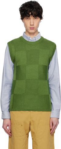 AFTER PRAY Green Damier Knit Vest