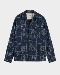 Men's Allover Embroidered Button-Down Shirt