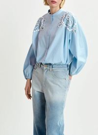 Essentiel Antwerp - Chemise col rond en coton - Taille L - Bleu