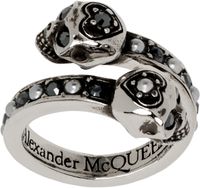 McQueen Silver Wrap-Around Skull Ring