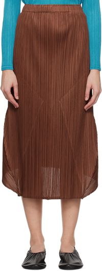 PLEATS PLEASE ISSEY MIYAKE Jupe midi Thicker Bottoms 2 brune