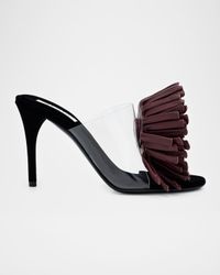 Plexi Asymmetric Leather Flower Sandals