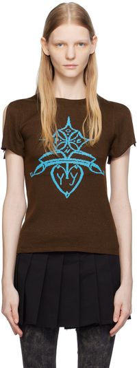 OPEN YY Brown Jacquard T-Shirt
