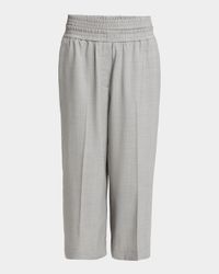 Cropped Wide Leg Wool Trousers
