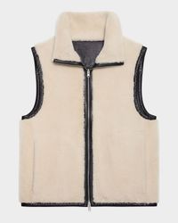 Men's Reversible Shearling Funnel Neck Full-Zip Vest