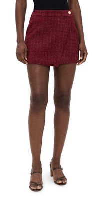 endless rose Tweed Front Flap Mini Skirt Merlot M