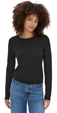 perfectwhitetee Jamie Recycled Cotton Long Sleeve Crew True Black XL