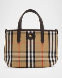 Mini Reversible Check & Leather Tote Bag
