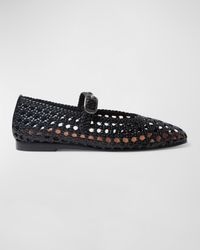 Woven Leather Mary Jane Ballerina Flats