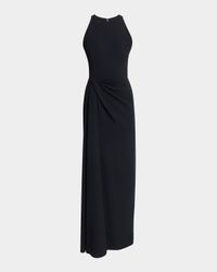 Draped High-Neck Maxi Dress