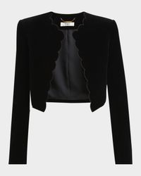 Scalloped Velvet Crop Jacket