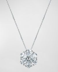 18K Gold Pear-Shaped Diamond Floral Pendant 16" Necklace, 1.20tcw