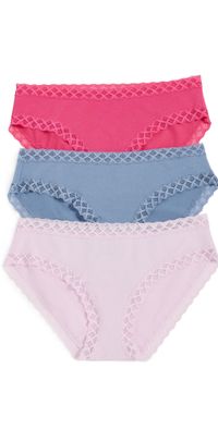 Natori Natori Bliss Girl Briefs 3 Pack Blue/Mulberry/Fuchsia Rose XXL