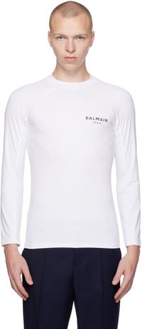 Balmain White Raglan Long Sleeve T-Shirt