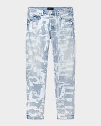 Men's P001 Grunge-Print Skinny Jeans