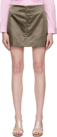 Sandy Liang Khaki Jardin Miniskirt