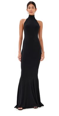 Norma Kamali Halter Fishtail Gown Black XL
