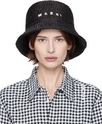Marni Black Rafia Bucket Hat