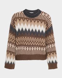 Fair Isle Paillette Cashmere Crewneck Sweater