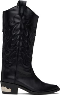 Toga Pulla Black Leather Tall Boots