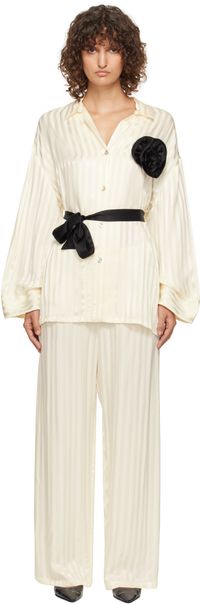 Sleeper Off-White Rose Oversized Satin Pyjama Set