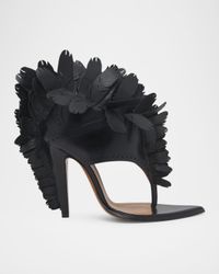 Leather Feather Thong Sandals
