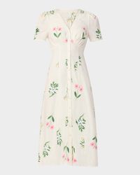 Corrina Floral-Embroidered Empire Midi Dress