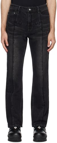 C2H4 Black Stagger Streamline Arch Jeans