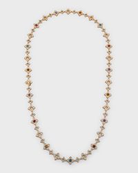 18K Rose Gold Necklace with Diamonds and Semiprecious Stones, 31"L