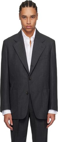 Drake's Gray Tropical Wool Tailored Blazer