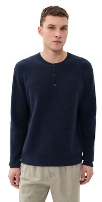 The Elder Statesman Waffle Thermal Cashmere Henley Twilight M