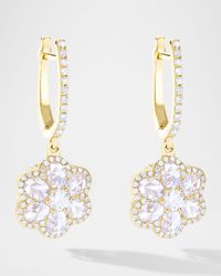 18K Yellow Gold Floral Diamond Earrings, 1.28tcw