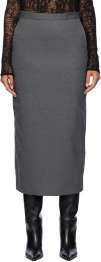 REMAIN Birger Christensen Gray Suiting Midi Skirt