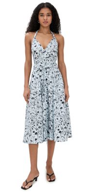 Proenza Schouler White Label Ellison Dress in Printed Poplin Frost/Black 00