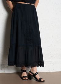Louise Misha - Jupe longue en coton bio - Taille 40 - Noir