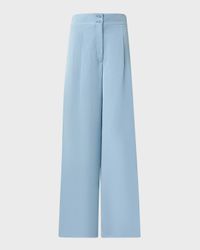 Florence Pleated Linen Wide Straight-Leg Pants