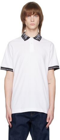 Versace Jeans Couture Polo blanc à logos imprimés