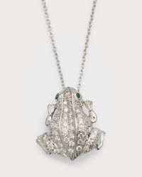 18K White Gold Diamond Frog Necklace