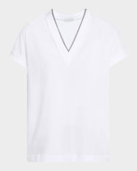 Monili V-Neck Short-Sleeve Cotton Jersey T-Shirt