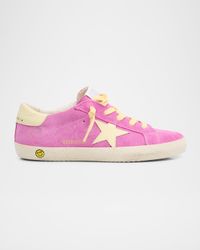 Girl's Super Star Suede and Leather Sneakers, Toddler/Kid