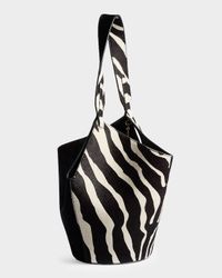 Lotus Mini Zebra-Print Calf Hair and Leather Tote Bag