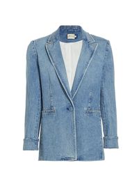 Women's Justin Cotton Roll-Cuff Blazer - Vintage Blue - Size 14