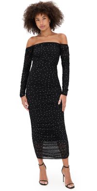 CAROLINE CONSTAS Aria Midi Dress Black XS