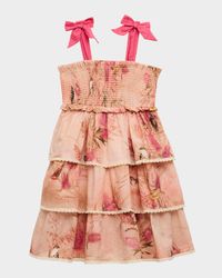 Girl's Cascadian Lattice Trim Tiered Dress, Size 1-12