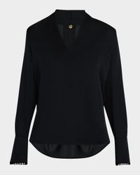 Verily Braided-Trim Silk Blouse