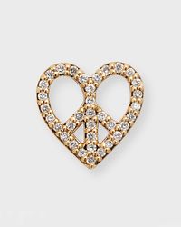 Heart-Shaped Diamond Peace Sign Single Earring