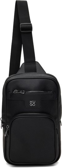 Hugo Sac à dos noir en cuir synthétique grainé à bretelle unique